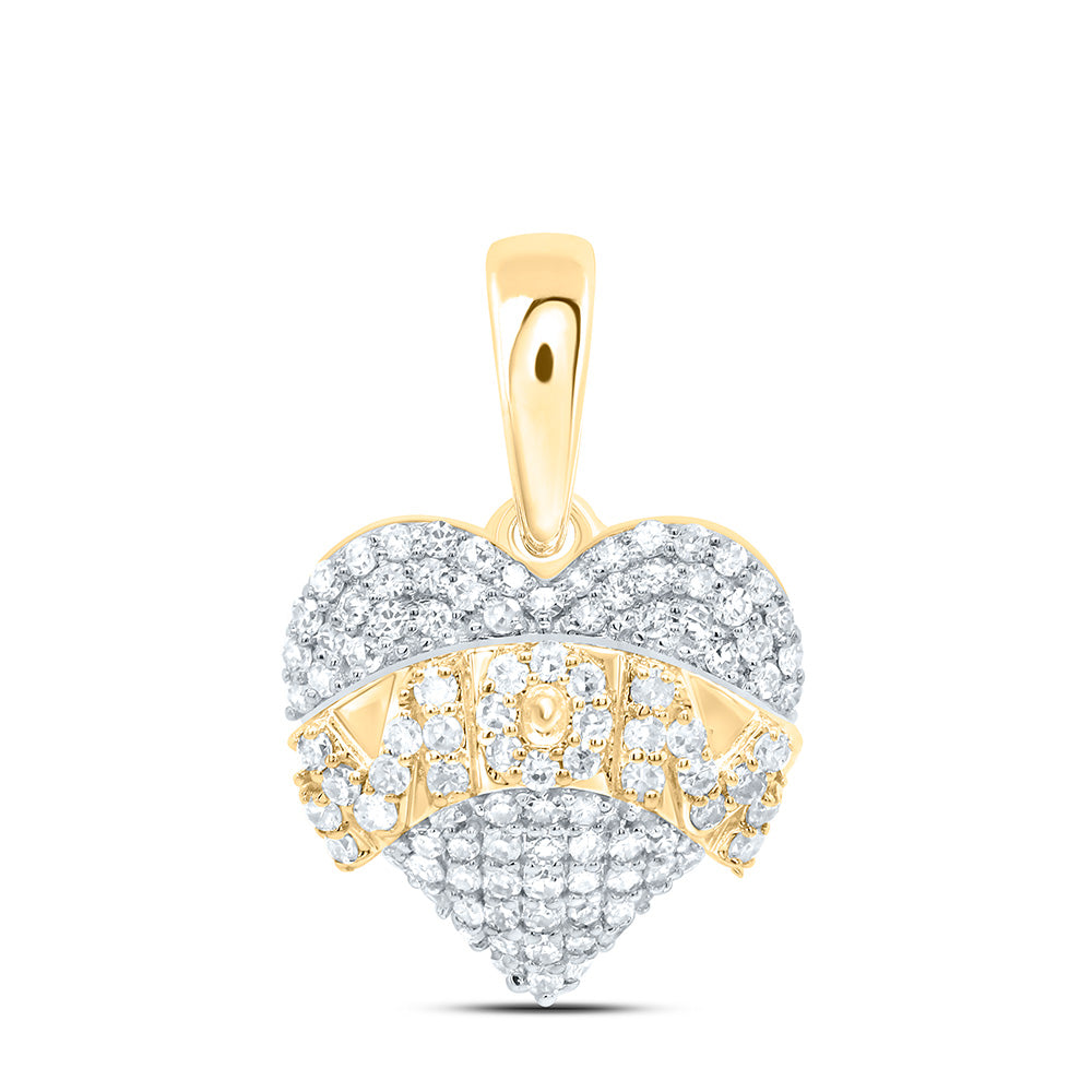 1/3CTW-NAT DIA P1 GIFT "MOM" HEART PENDANT Daisy Joyeria