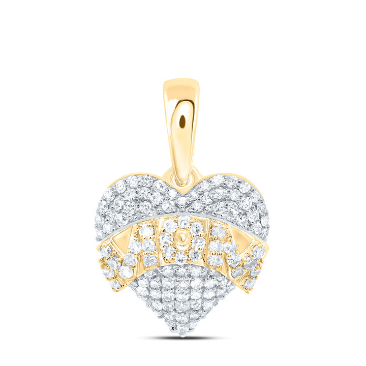 1/3CTW-NAT DIA P1 GIFT "MOM" HEART PENDANT Daisy Joyeria