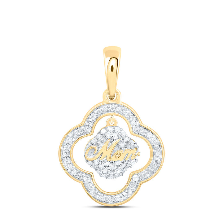 1/5CTW-NAT DIA P1 GIFT "MOM" CLOVER PENDANT Daisy Joyeria
