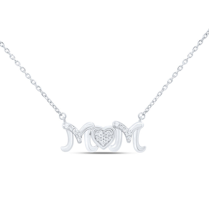 1/12CTW-NAT DIA P2 GIFT HEART "MOM" NECKLACE (18 INCH) Daisy Joyeria