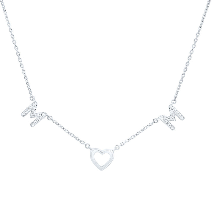 1/8CTW-NAT DIA P2 GIFT HEART "MOM" NECKLACE (18 INCH) Daisy Joyeria