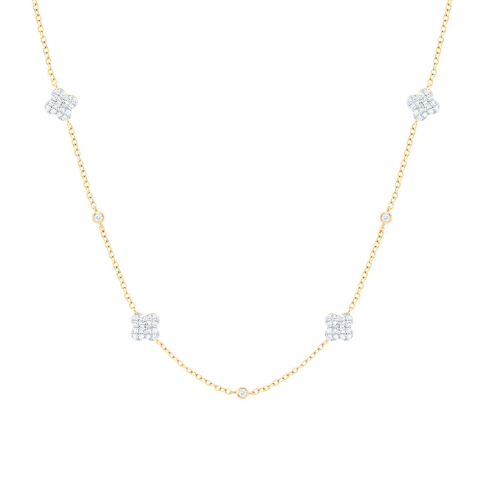 1/3CTW-NAT DIA CN FASHION CLOVER NECKLACE (18 INCH) Daisy Joyeria