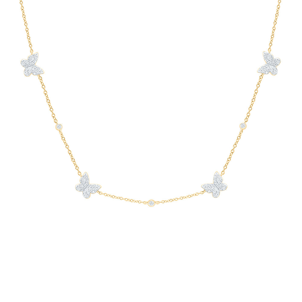 1/2CTW-NAT DIA CN FASHION BUTTERFLY NECKLACE (18 INCH) Daisy Joyeria