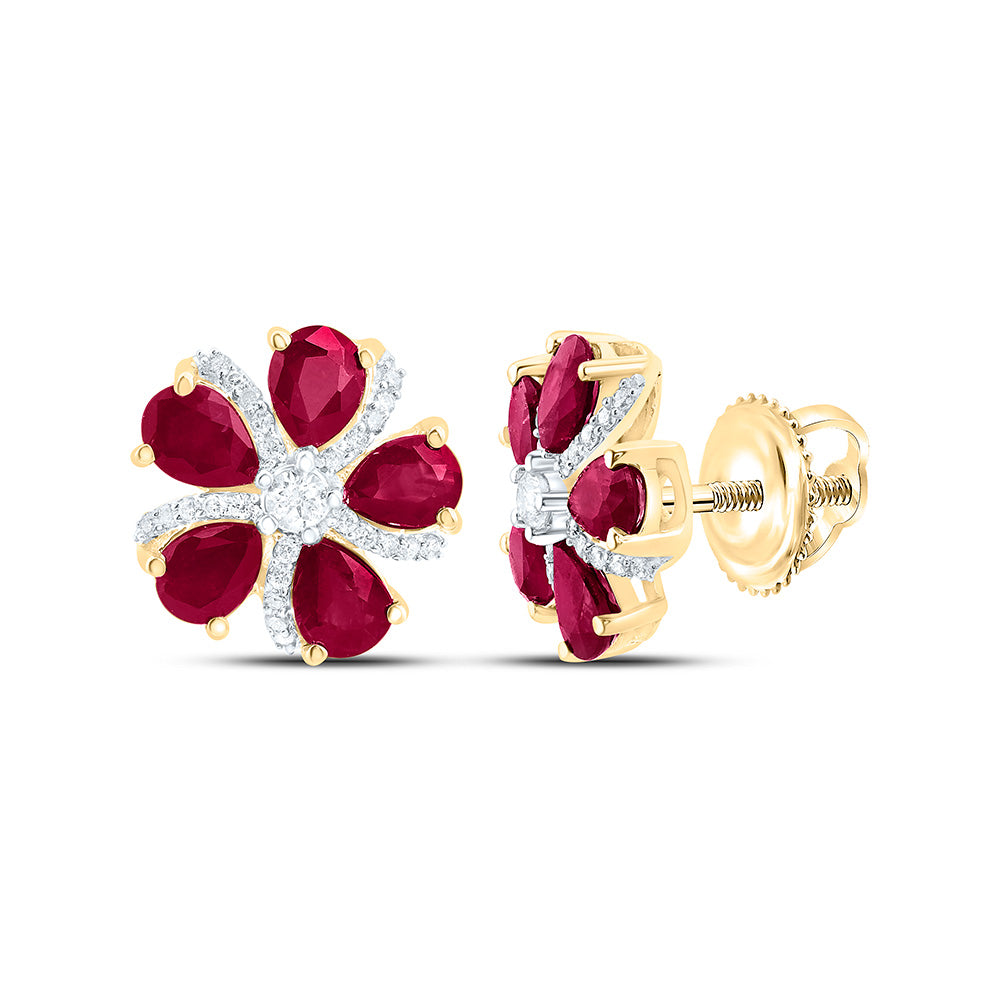 1/6CTW-NAT DIA ANA M 1 1/2CTW-PS-RU, NAT GEM FLOWER EARRING Daisy Joyeria