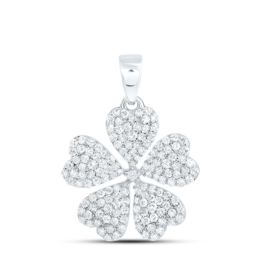 5/8CTW- NAT DIA NK FASHION HEART FLOWER PENDANT Daisy Joyeria