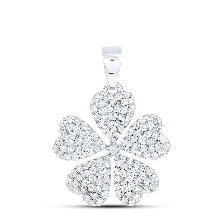 5/8CTW- NAT DIA NK FASHION HEART FLOWER PENDANT Daisy Joyeria