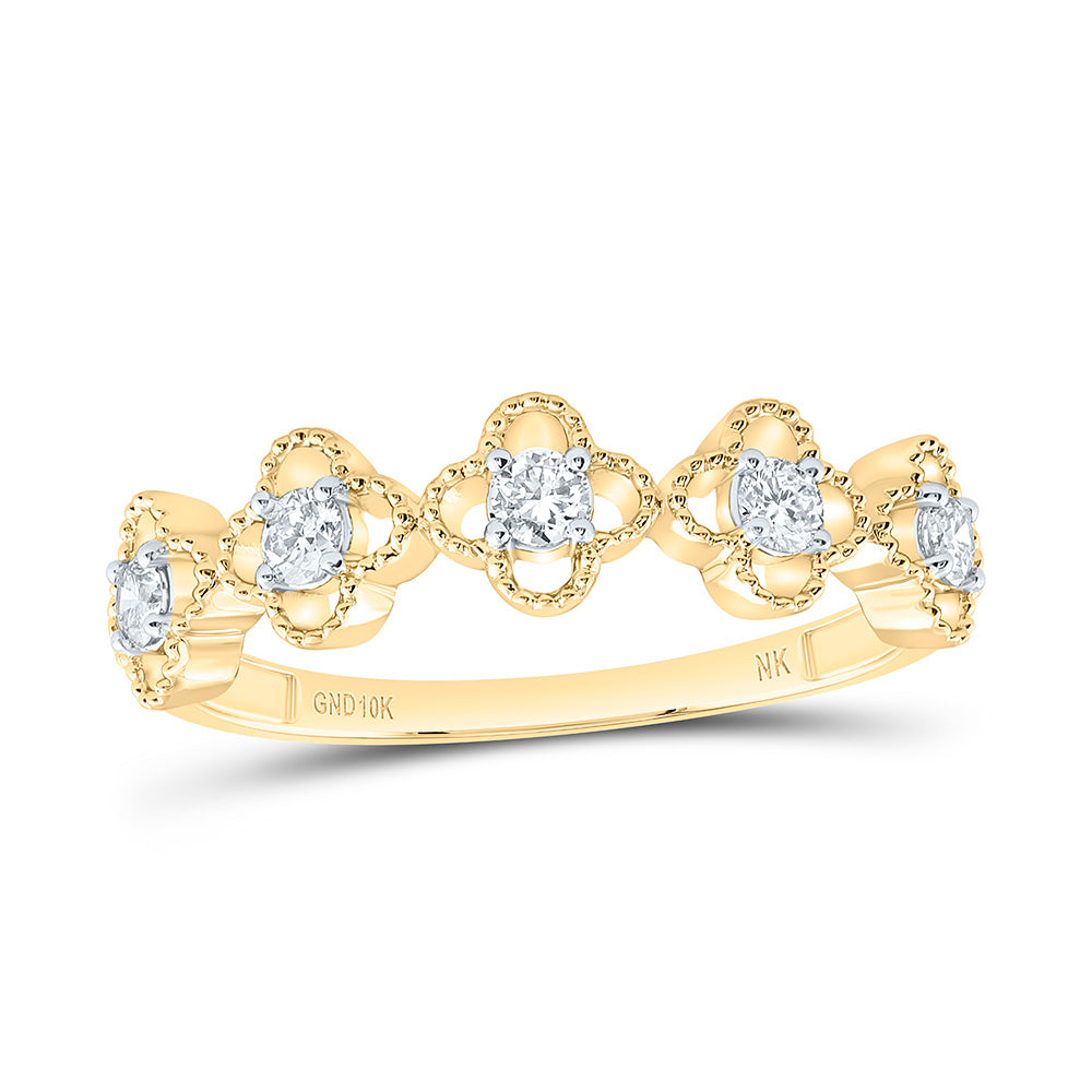 1/4CTW-NAT DIA NK FASHION CLOVER  RING Daisy Joyeria
