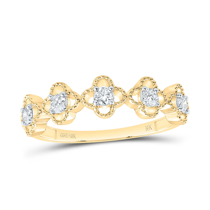 1/4CTW-NAT DIA NK FASHION CLOVER  RING Daisy Joyeria
