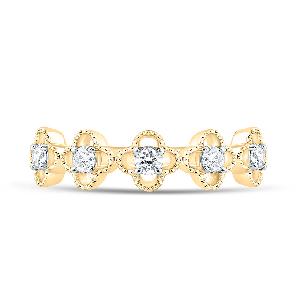 1/4CTW-NAT DIA NK FASHION CLOVER  RING Daisy Joyeria
