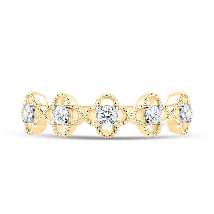 1/4CTW-NAT DIA NK FASHION CLOVER  RING Daisy Joyeria