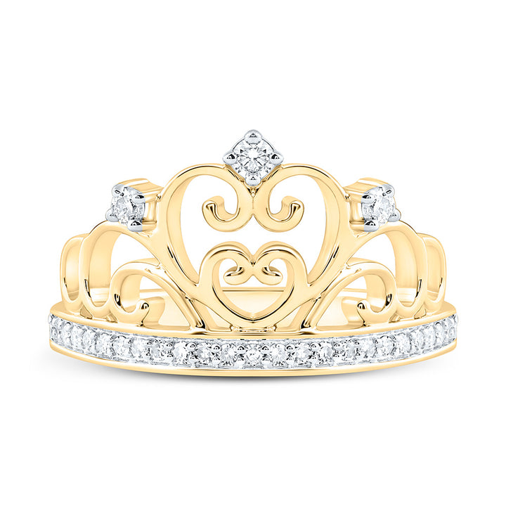 1/5CTW-NAT DIA NK FASHION HEART CROWN RING Daisy Joyeria