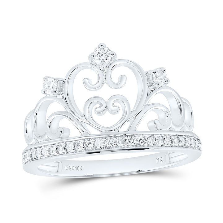 1/5CTW-NAT DIA NK FASHION HEART CROWN RING Daisy Joyeria