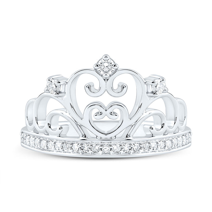 1/5CTW-NAT DIA NK FASHION HEART CROWN RING Daisy Joyeria