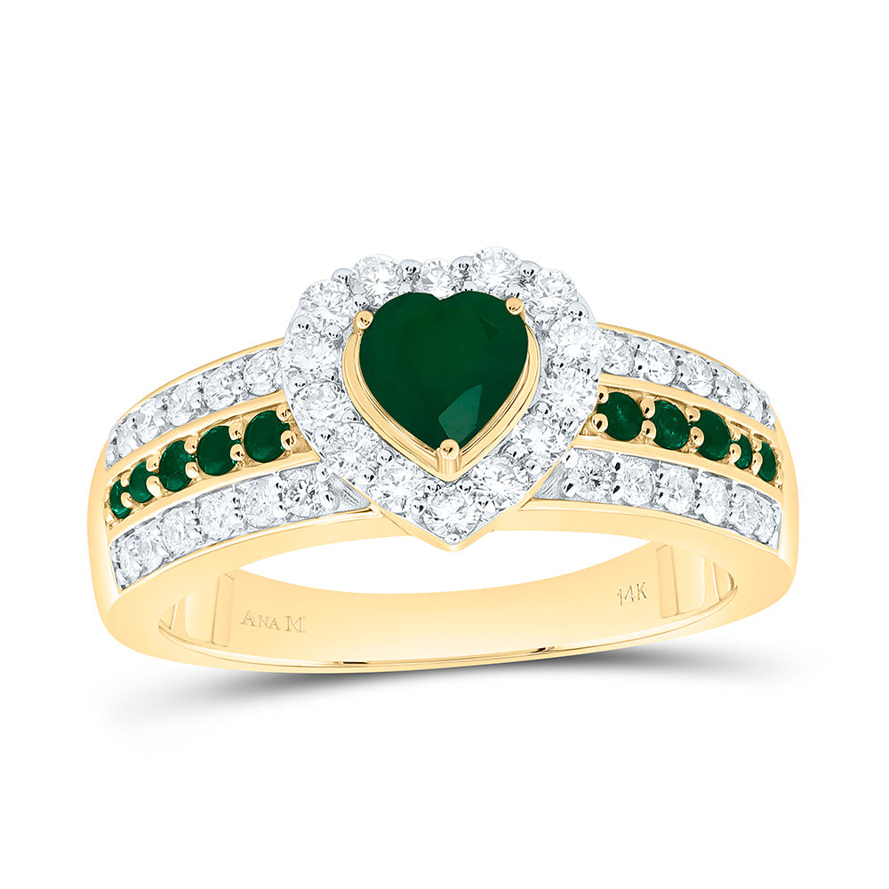 1/2CTW-NAT DIA ANA M 1/10CTW-RD-EM, 5MM HT-EM NAT GEM HEART RING Daisy Joyeria