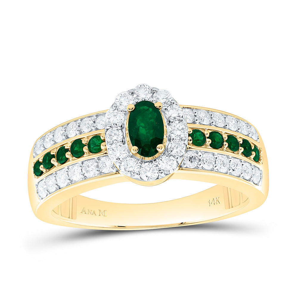 1/2CTW-NAT DIA ANA M 1/6CTW-RD-EM, 5X3MM OV-EM NAT GEM OVAL RING Daisy Joyeria