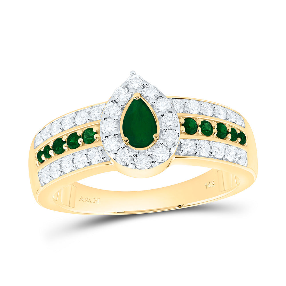 3/8CTW-NAT DIA ANA M 1/10CTW-RD-EM, 5X3MM PS-EM, NAT GEM PEAR RING Daisy Joyeria