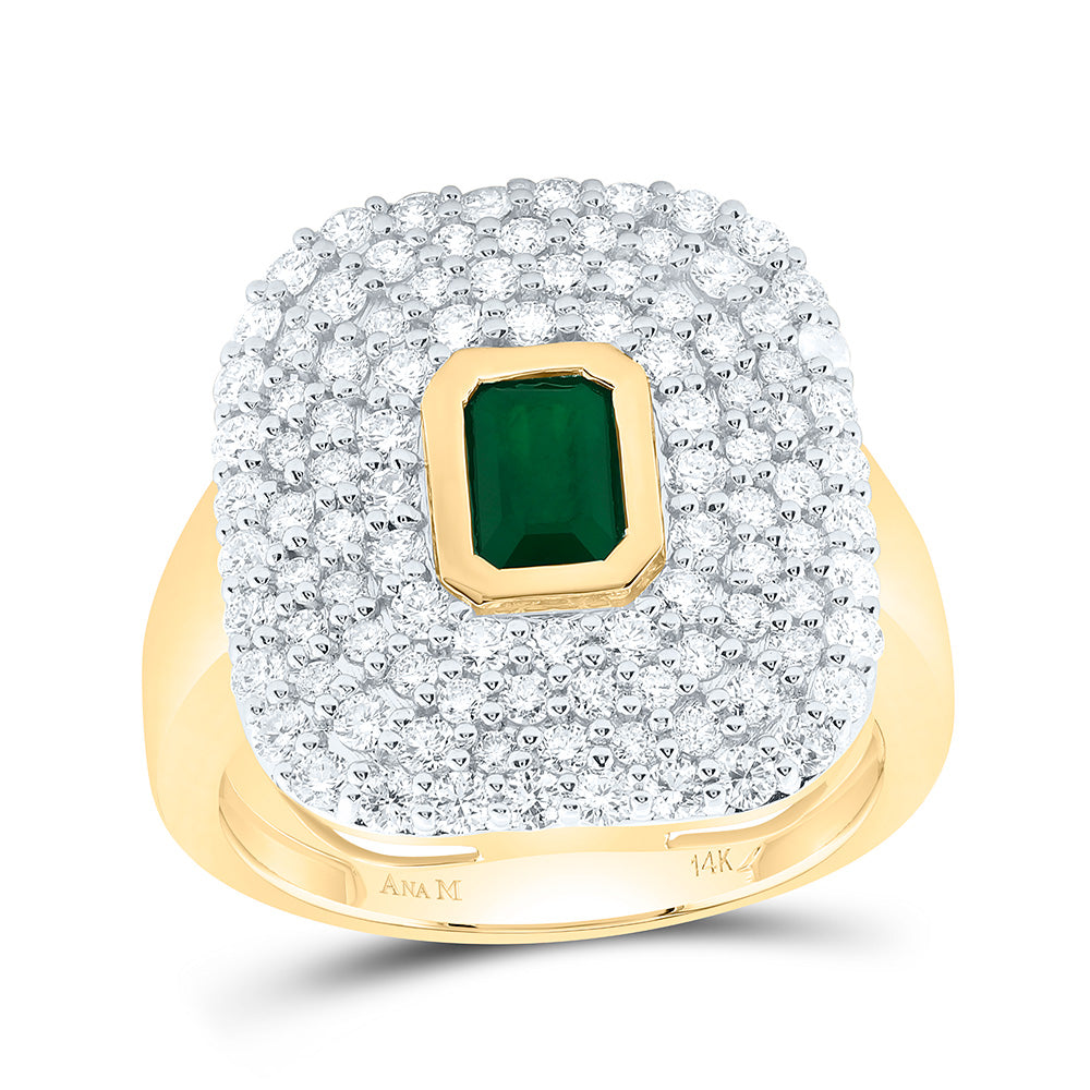 1 1/3CTW-NAT DIA ANA M 6X4MM-EM-EM NAT GEM EMERALD RING Daisy Joyeria