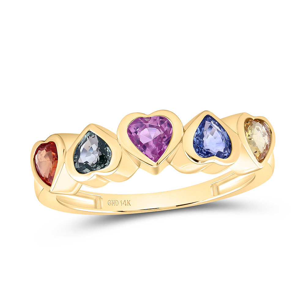 1 1/2CTW HT-NAT GEM MULTI CLR SAPPHIRE HEART RING Daisy Joyeria