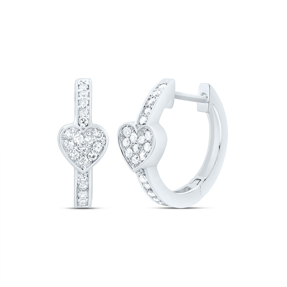 1/4CTW-NAT DIA NK FASHION HEART HOOP EARRING Daisy Joyeria