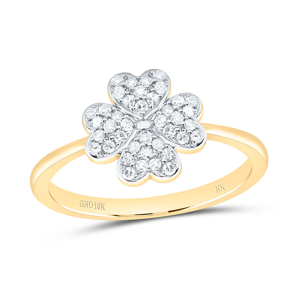 1/5CTW-NAT DIA NK FASHION HEART CLOVER RING Daisy Joyeria