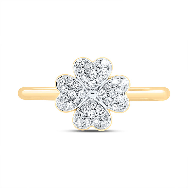 1/5CTW-NAT DIA NK FASHION HEART CLOVER RING Daisy Joyeria