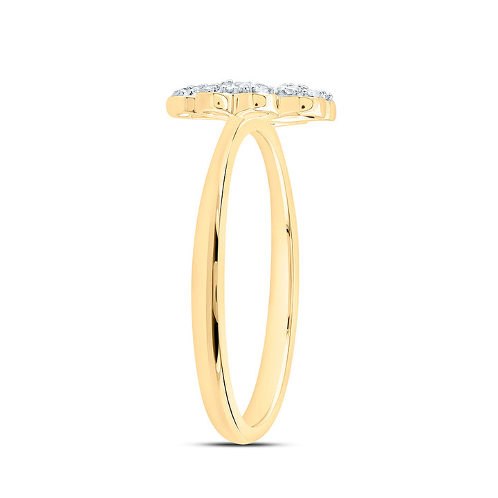 1/5CTW-NAT DIA NK FASHION HEART CLOVER RING Daisy Joyeria