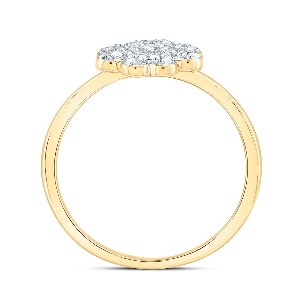 1/5CTW-NAT DIA NK FASHION HEART CLOVER RING Daisy Joyeria