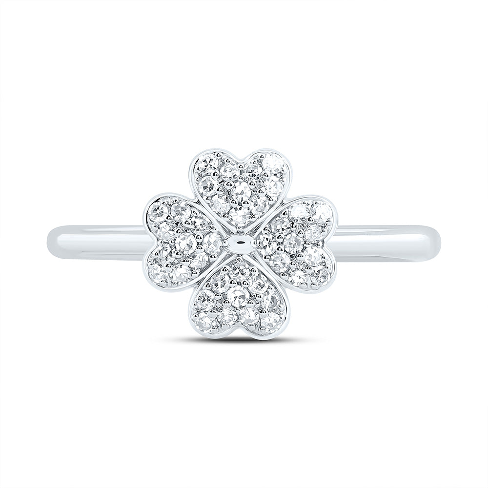 1/5CTW-NAT DIA NK FASHION HEART CLOVER RING Daisy Joyeria