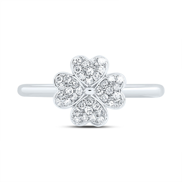 1/5CTW-NAT DIA NK FASHION HEART CLOVER RING Daisy Joyeria