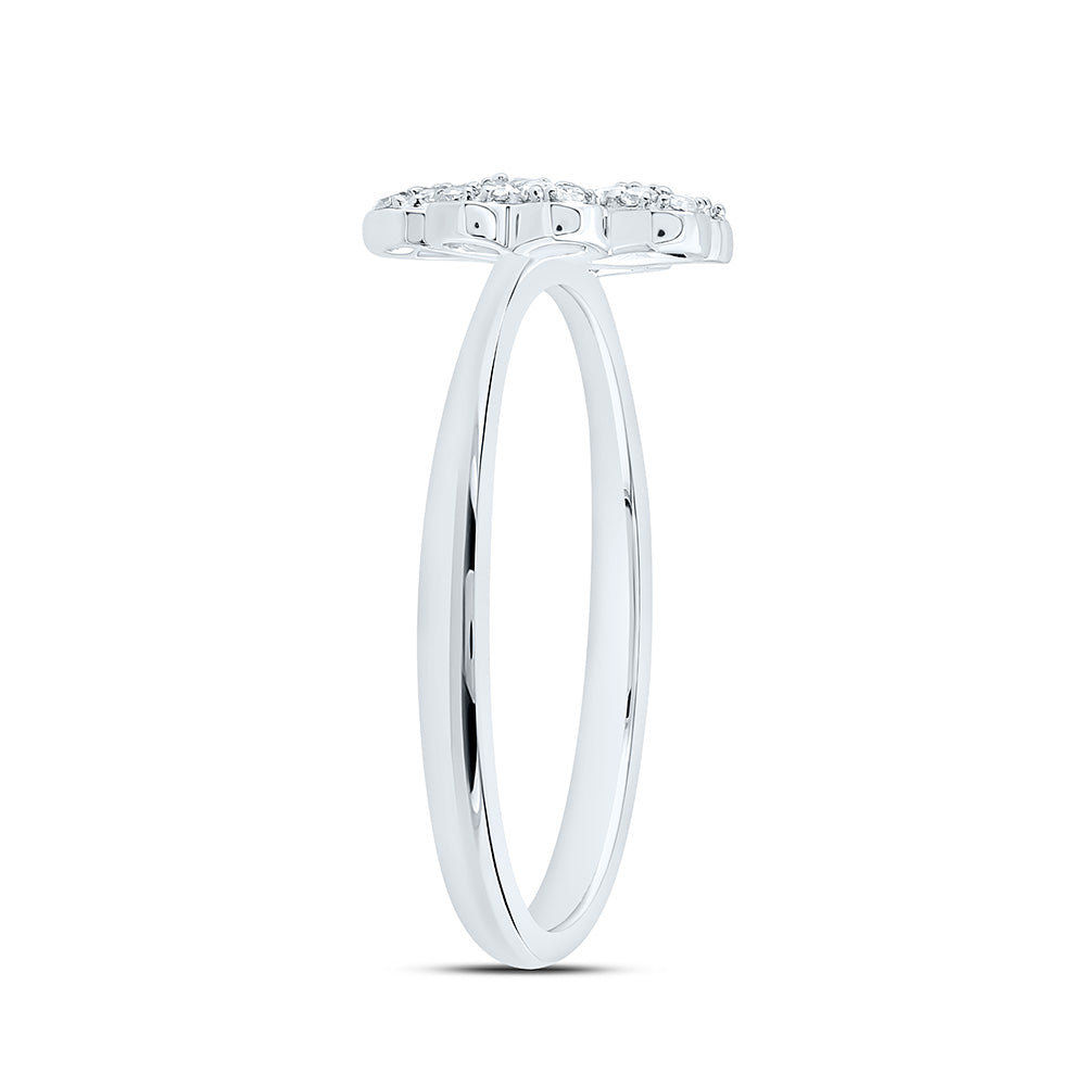 1/5CTW-NAT DIA NK FASHION HEART CLOVER RING Daisy Joyeria