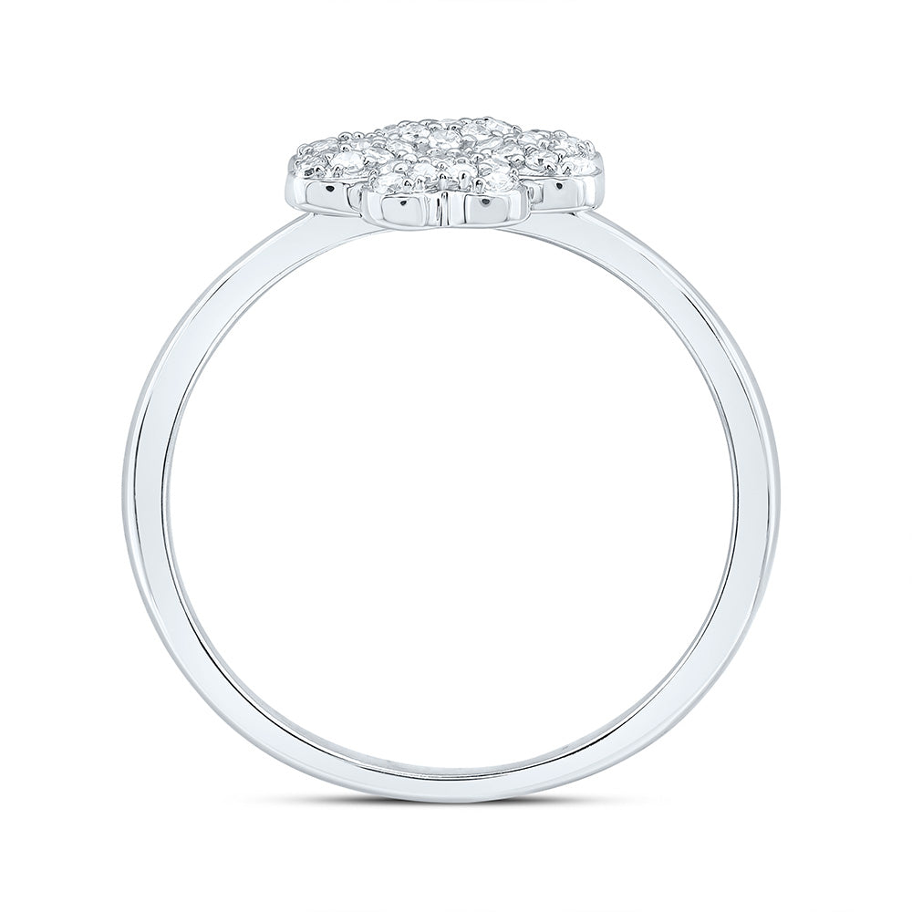 1/5CTW-NAT DIA NK FASHION HEART CLOVER RING Daisy Joyeria