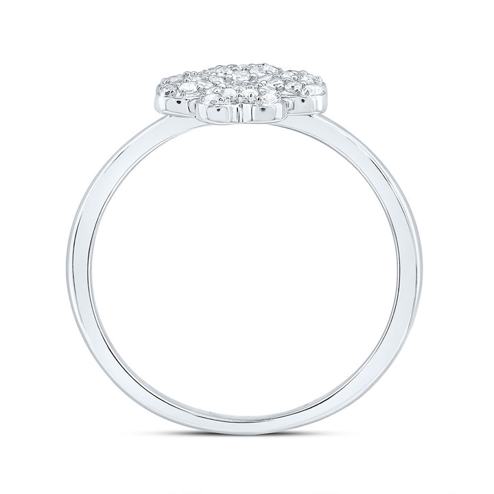 1/5CTW-NAT DIA NK FASHION HEART CLOVER RING Daisy Joyeria