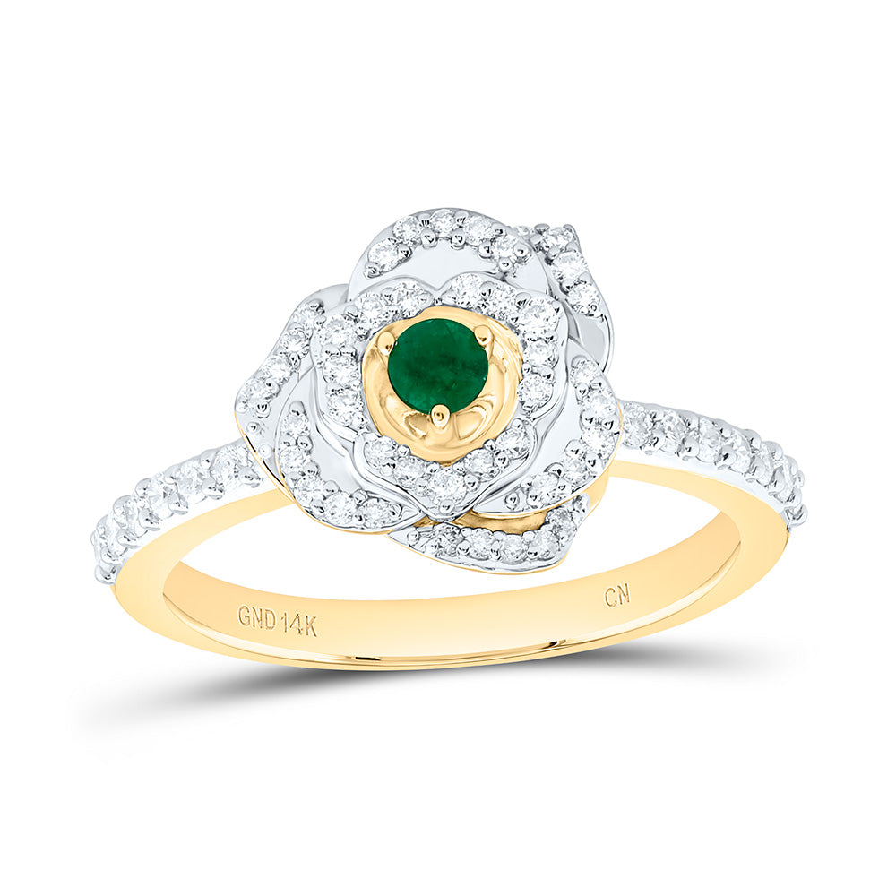 3/8CTW-DIA CN 1.5MM-RD-EM NAT GEM ROSE RING Daisy Joyeria