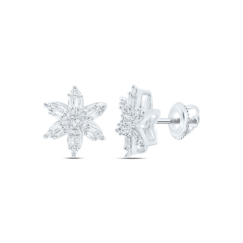 1/4CTW-NAT DIA NK GIFT FLOWER EARRING Daisy Joyeria