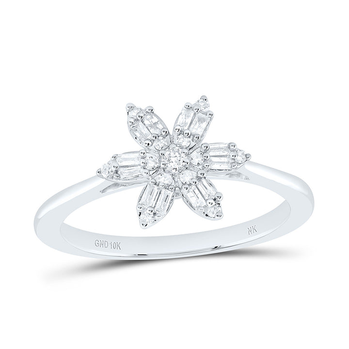 1/5CTW-NAT DIA NK GIFT FLOWER RING Daisy Joyeria