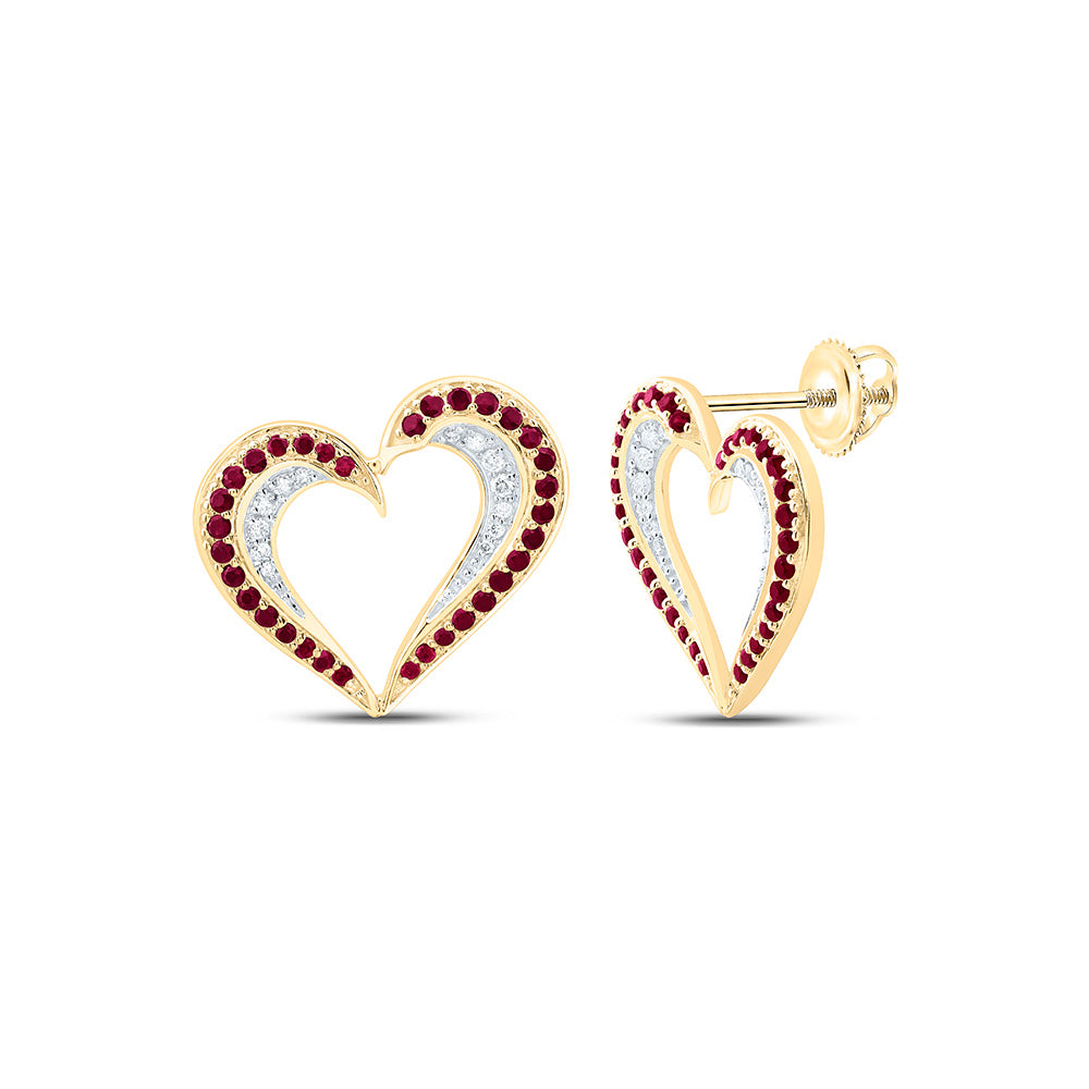 1/6CTW-NAT DIA CN 1/2CTW-RD-RU NAT GEM HEART EARRING Daisy Joyeria
