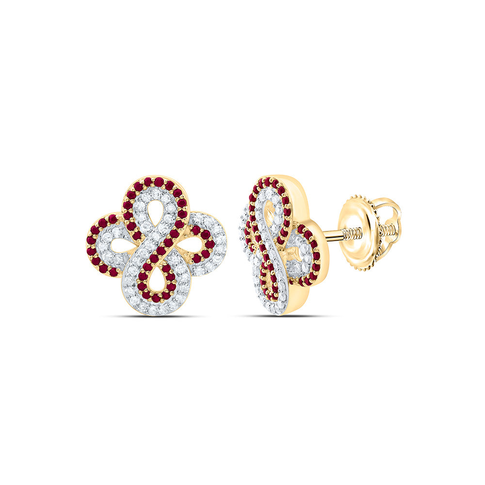 1/4CTW-NAT DIA CN 1/3CTW-RD-RU NAT GEM INFINITY CLOVER EARRING Daisy Joyeria