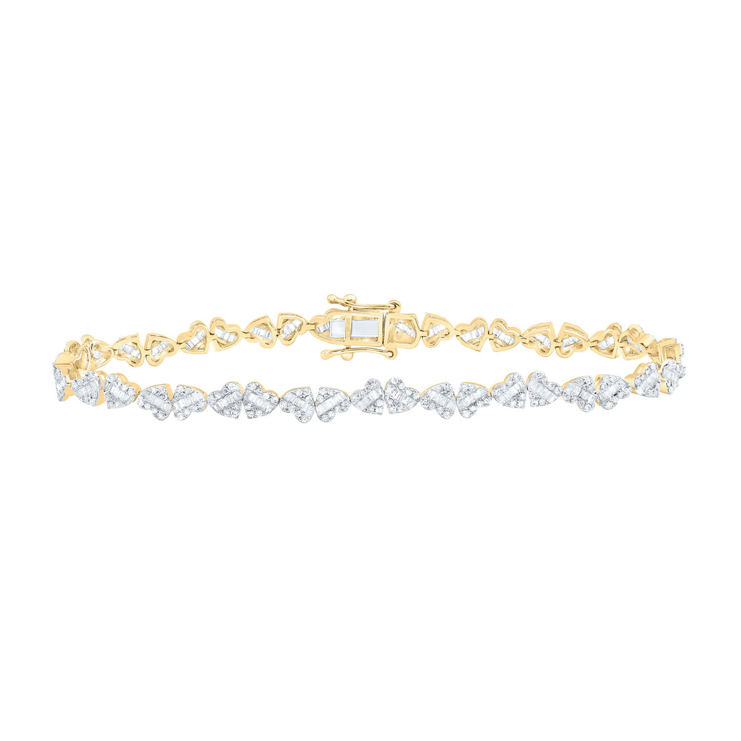 1 3/4CTW-NAT DIA NK FASHION HEART BRACELET ( 7 INCH ) Daisy Joyeria