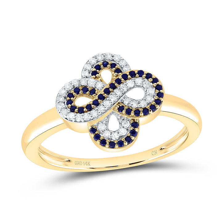 1/8CTW-NAT DIA CN 1/8CTW-RD-BS NAT GEM INFINITY CLOVER RING Daisy Joyeria
