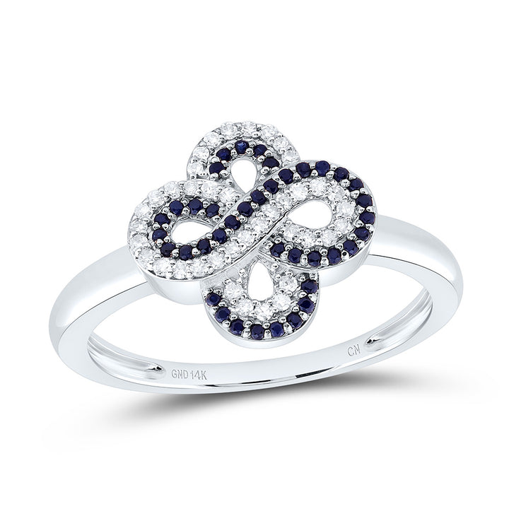 1/8CTW-NAT DIA CN 1/8CTW-RD-BS NAT GEM INFINITY CLOVER RING Daisy Joyeria