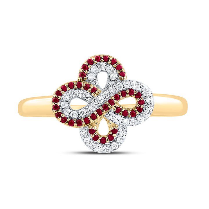 1/8CTW-NAT DIA CN 1/6CTW-RD-RU NAT GEM INFINITY CLOVER RING Daisy Joyeria