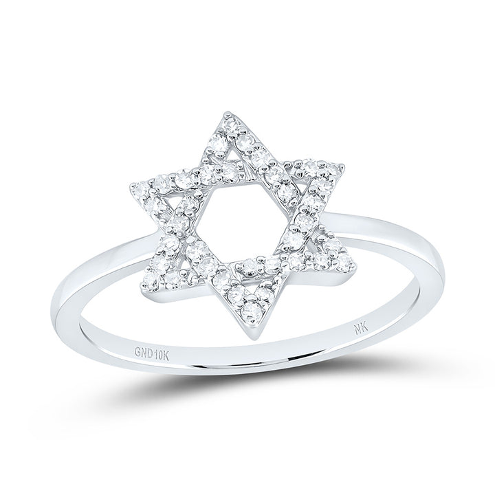 1/6CTW-NAT DIA NK FASHION STAR OF DAVID RING Daisy Joyeria