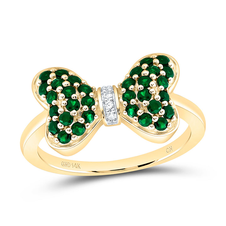 0.02CTW-NAT DIA CN 1/2CTW-RD-EM NAT GEM BOW RING Daisy Joyeria