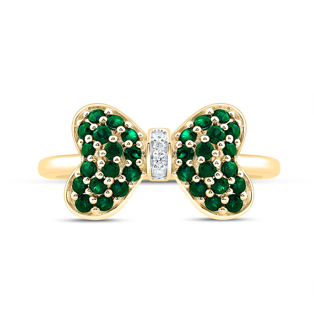 0.02CTW-NAT DIA CN 1/2CTW-RD-EM NAT GEM BOW RING Daisy Joyeria