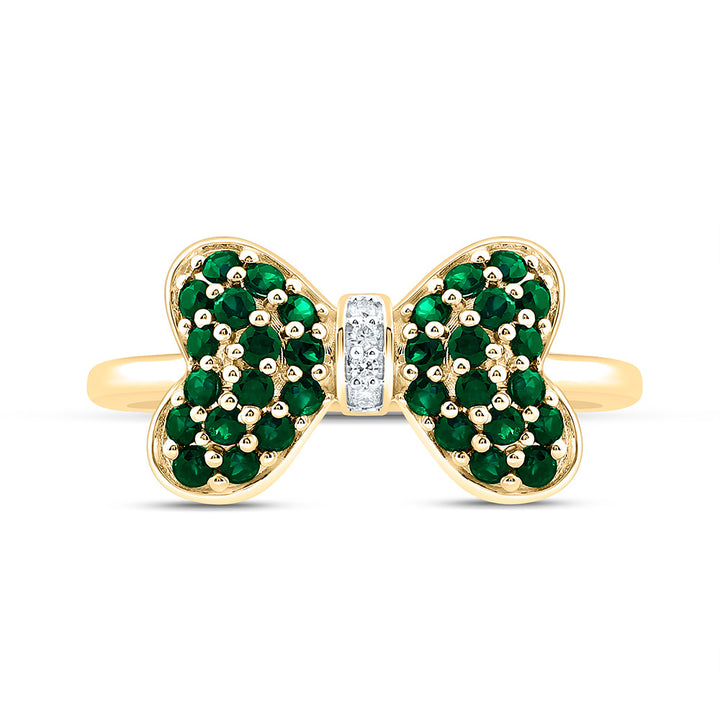 0.02CTW-NAT DIA CN 1/2CTW-RD-EM NAT GEM BOW RING Daisy Joyeria