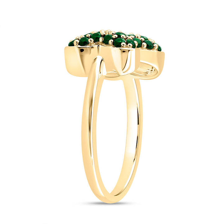 0.02CTW-NAT DIA CN 1/2CTW-RD-EM NAT GEM BOW RING Daisy Joyeria