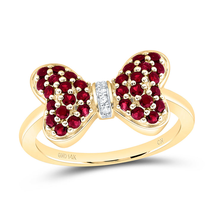 0.02CTW-NAT DIA CN 5/8CTW-RD-RU NAT GEM BOW RING Daisy Joyeria