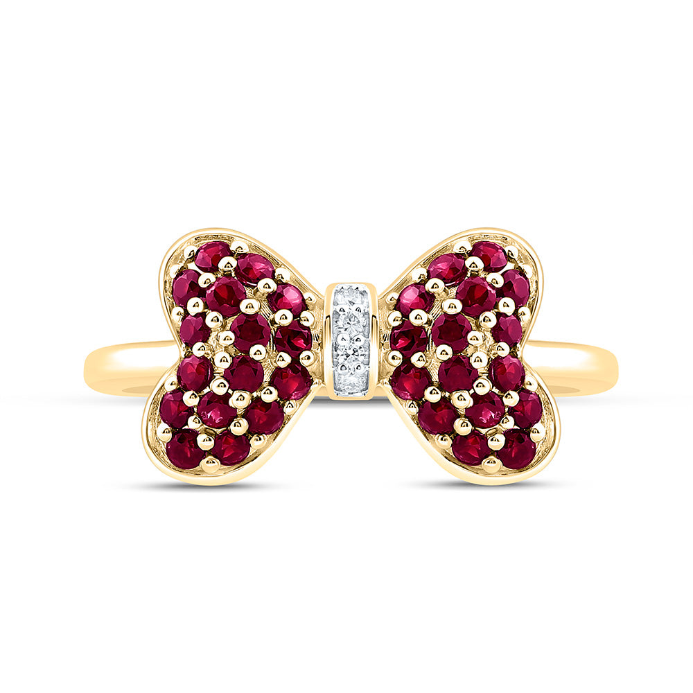 0.02CTW-NAT DIA CN 5/8CTW-RD-RU NAT GEM BOW RING Daisy Joyeria