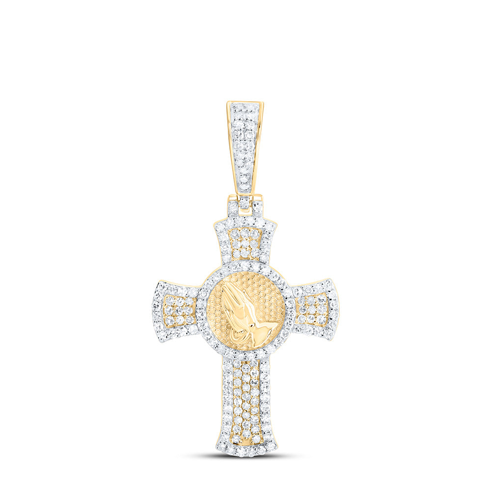 5/8CTW- NAT DIA NK PRAYING HAND CROSS MENS CHARM Daisy Joyeria