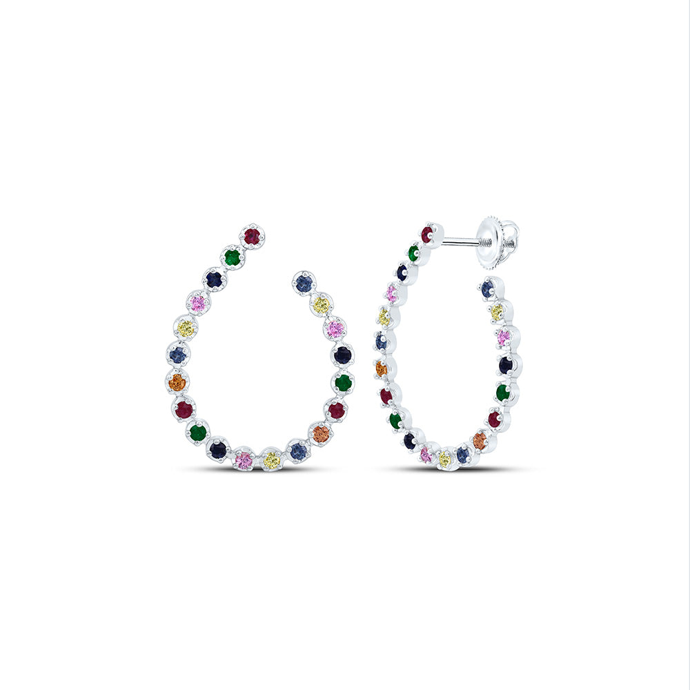 1 1/2CTW-RD-NAT GEM MULTI CLR EARRING Daisy Joyeria